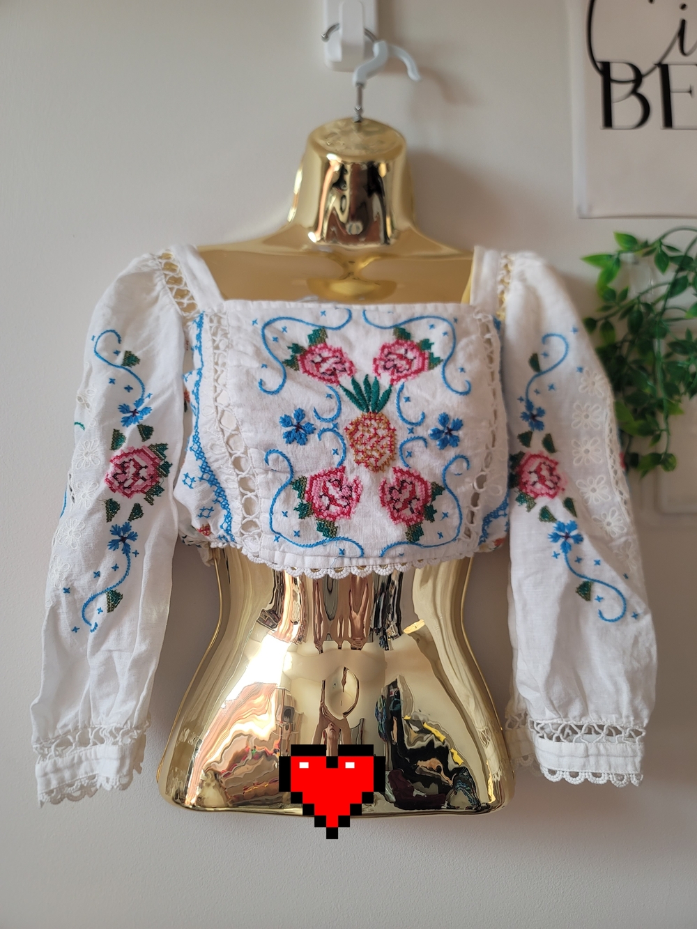 FARM Rio Embroidered White Floral Peasant Top